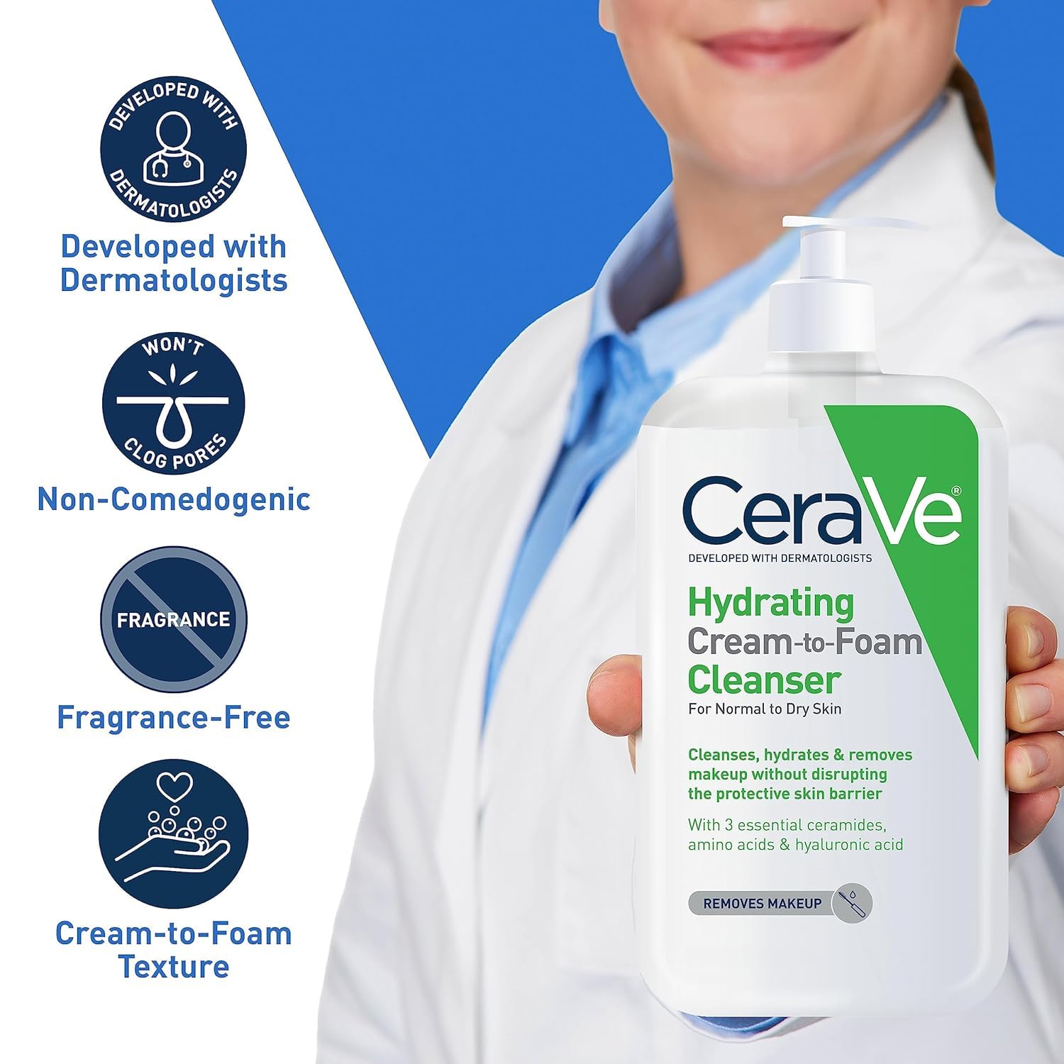 Cerave Hydrating Cream to Foam Cleanser For Normal to Dry Skin-87ml