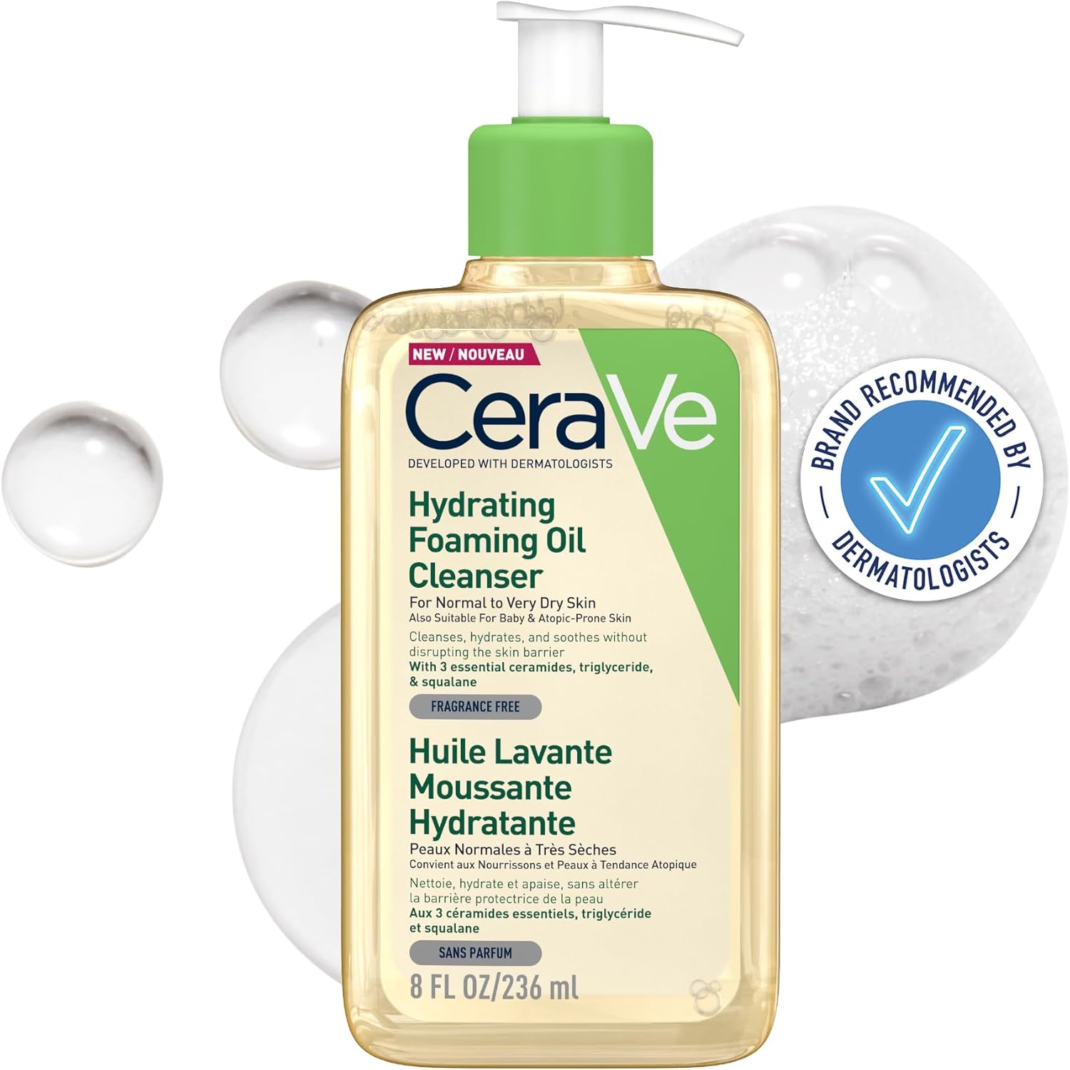 Cerave Hydrating Foaming Oil Cleanser for Normal to Very Dry Skin-236ml