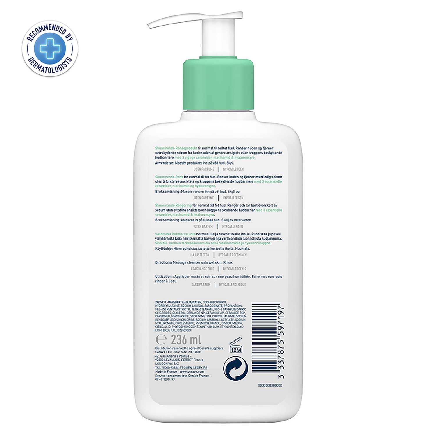 Cerave Foaming Cleanser For Normal to Oily Skin Gel Moussant-236ml