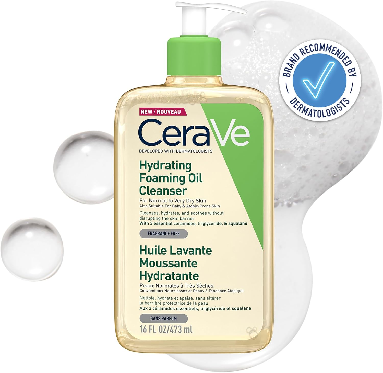 Cerave Hydrating Foaming Oil Cleanser For Normal to Very Dry Skin-473ml