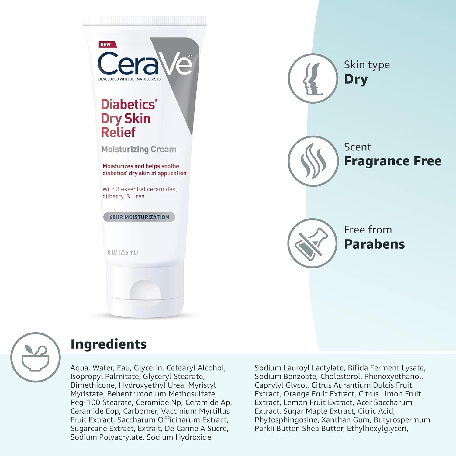 Cerave Diabetics Dry Skin Relief Moisturizing Cream-236ml