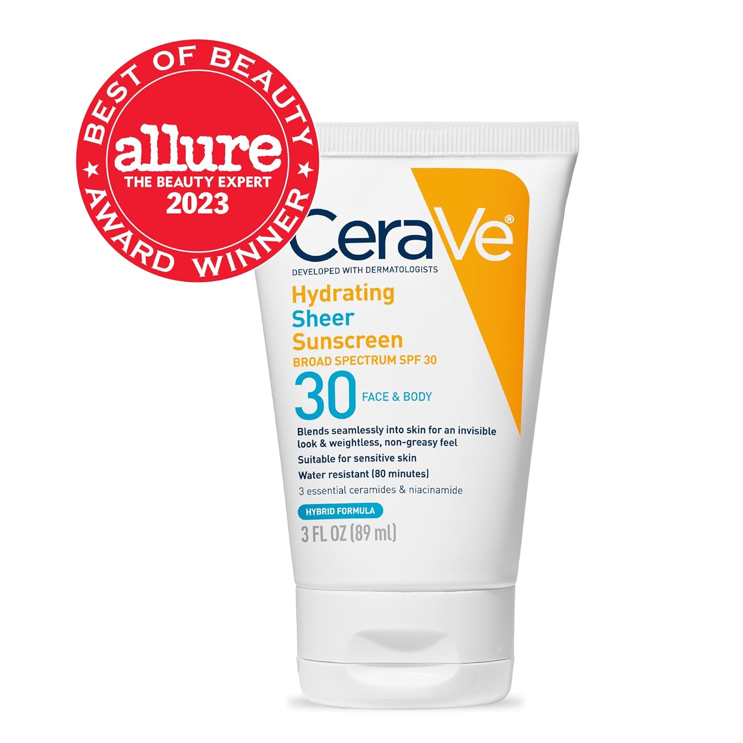 Cerave Hydrating Sheer Sunscreen Broad Spectrum SPF 30 for Face & Body-89ml