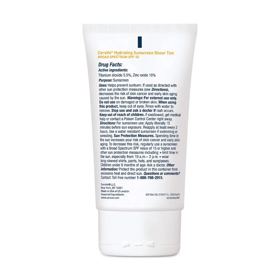 Cerave Hydrating Sunscreen Broad Spectrum SPF 30 Face Sheer Tint-50ml