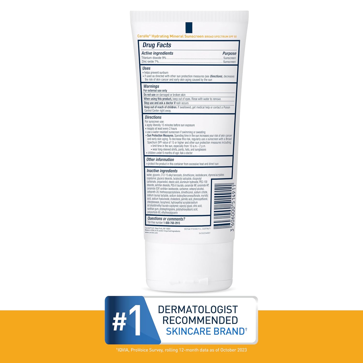 Cerave Hydrating Mineral SPF 50 Body Sunscreen-150ml thumbnail 3