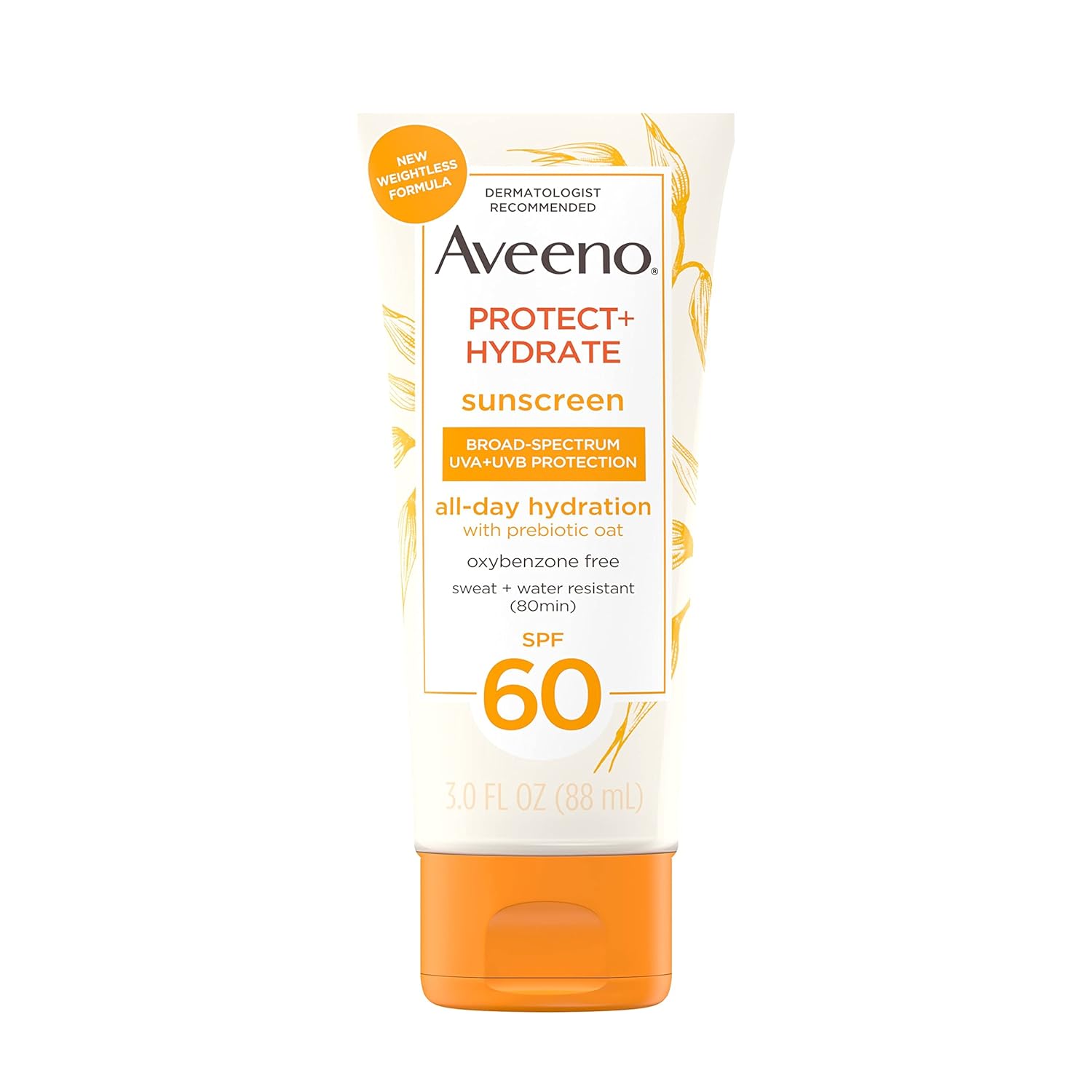 Aveeno Protect+ Hydrate Broad Spectrum UVA+UVB Protection Sunscreen SPF60-88ml