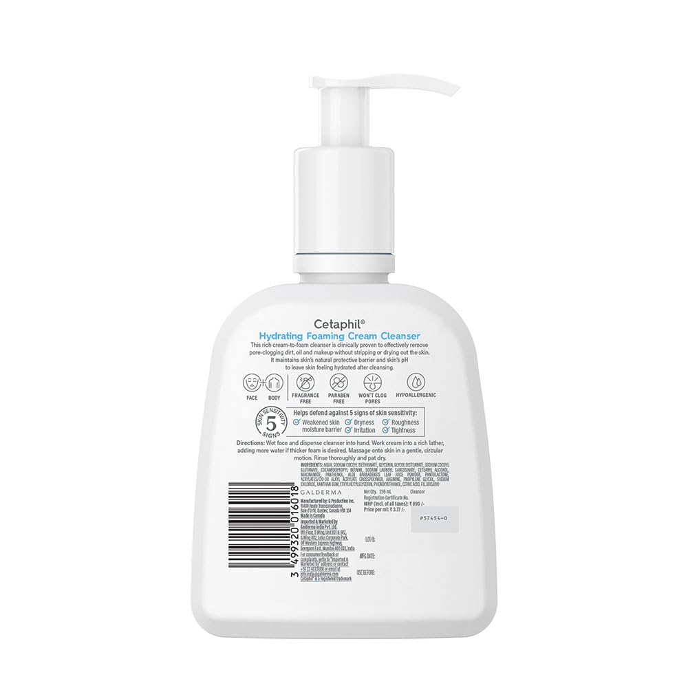 Cetaphil Hydrating Foaming Cream Cleanser-236ml