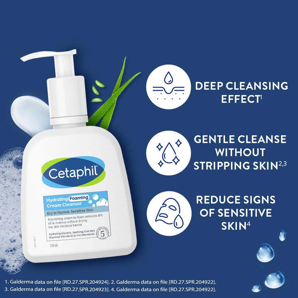 Cetaphil Hydrating Foaming Cream Cleanser-236ml thumbnail 6