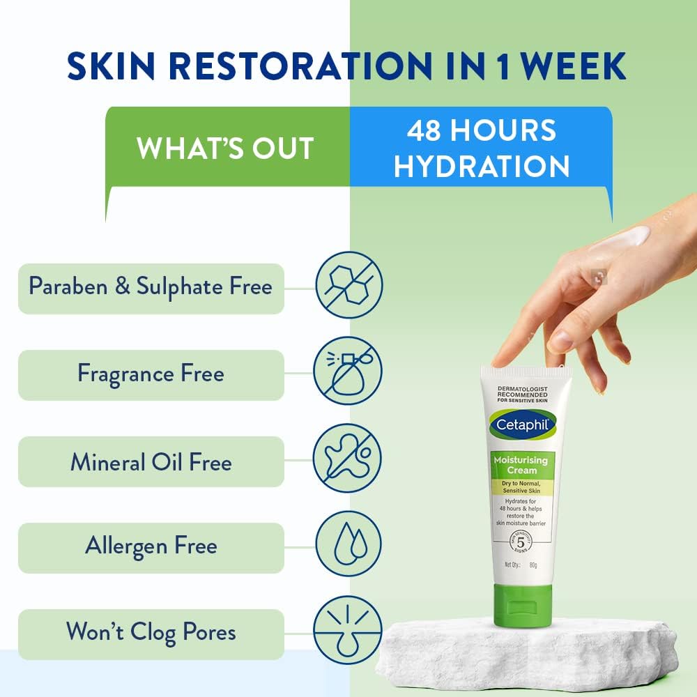 Cetaphil Moisturising Cream Dry To Normal, Sensitive Skin-80g thumbnail 3