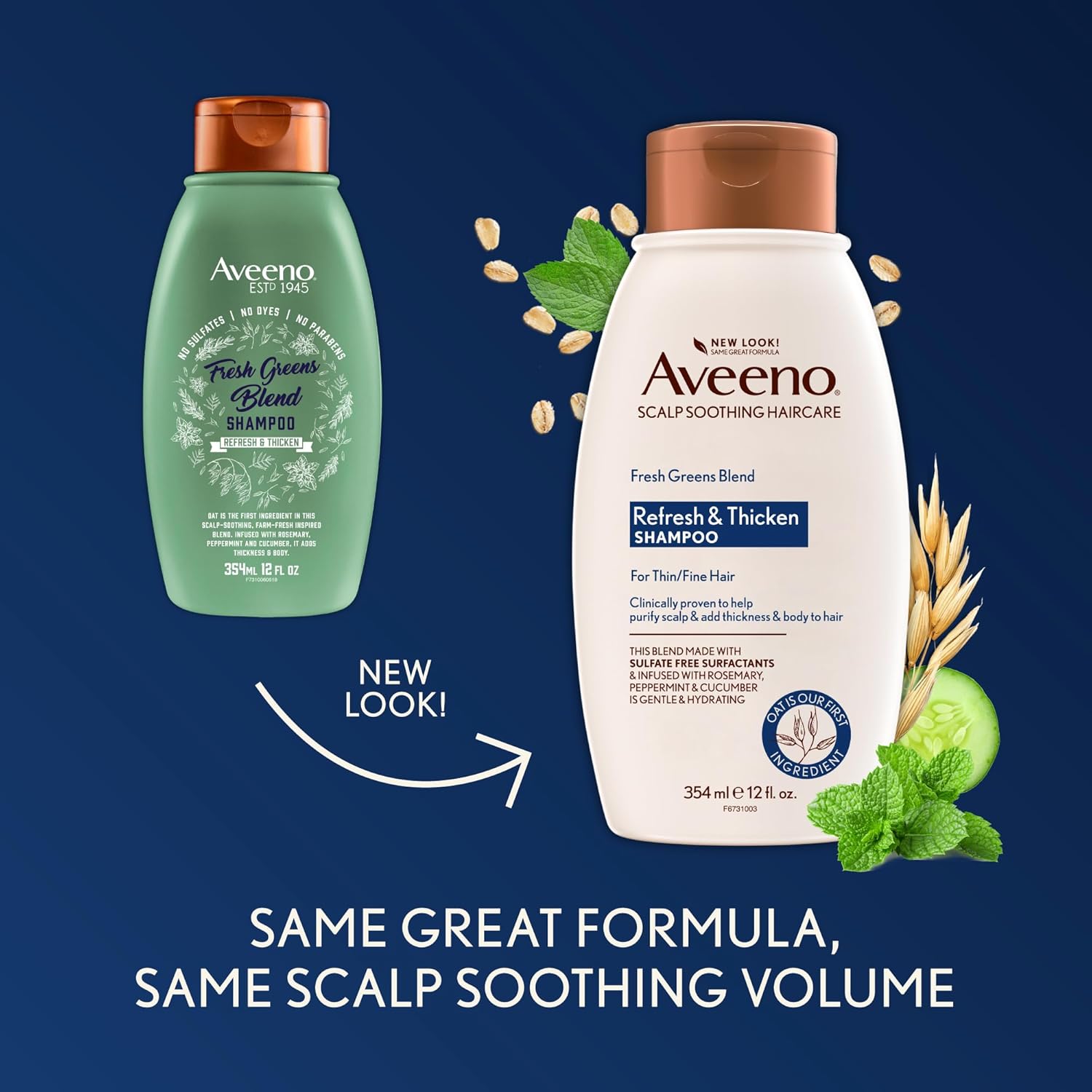 Aveeno Fresh Greens Blend Refresh & Thicken Shampoo-354ml thumbnail 3