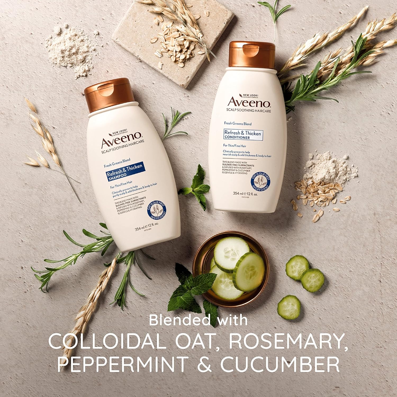 Aveeno Fresh Greens Blend Refresh & Thicken Shampoo-354ml thumbnail 4