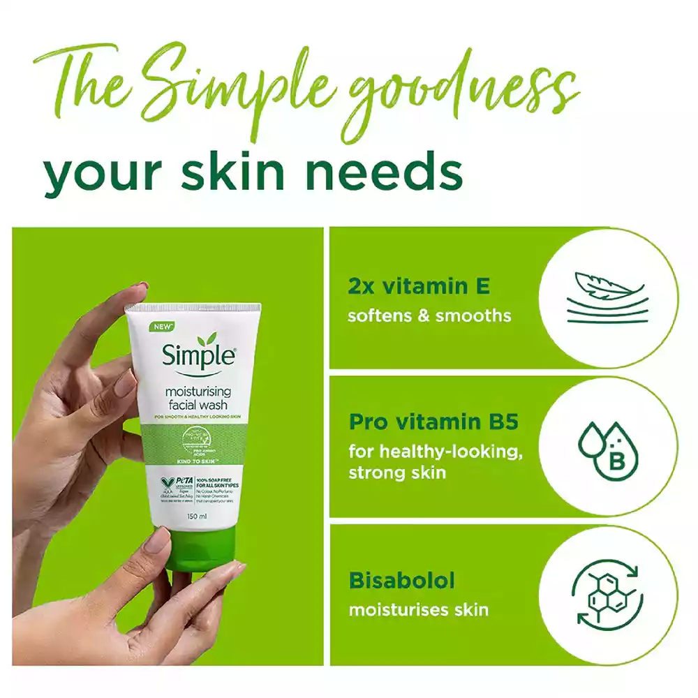 Simple Kind To Skin Moisturising Facial Wash-150ml thumbnail 5