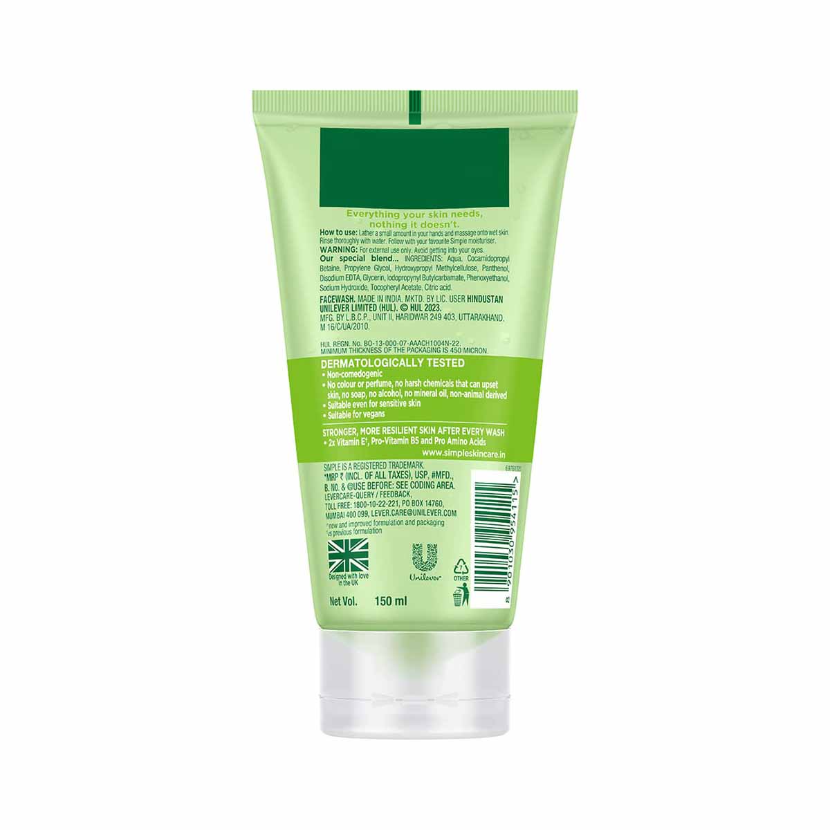 Simple Refreshing Facial Wash with Vitamin B5+E-150ml thumbnail 3