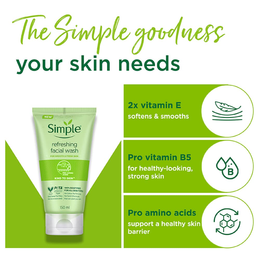 Simple Refreshing Facial Wash with Vitamin B5+E-150ml thumbnail 4