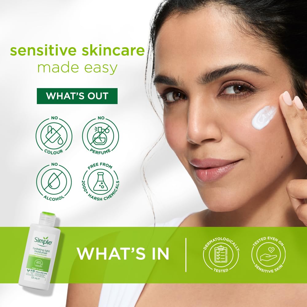 Simple Hydrating Light Moisturiser with B5, E & Niacinamide–125ml thumbnail 3