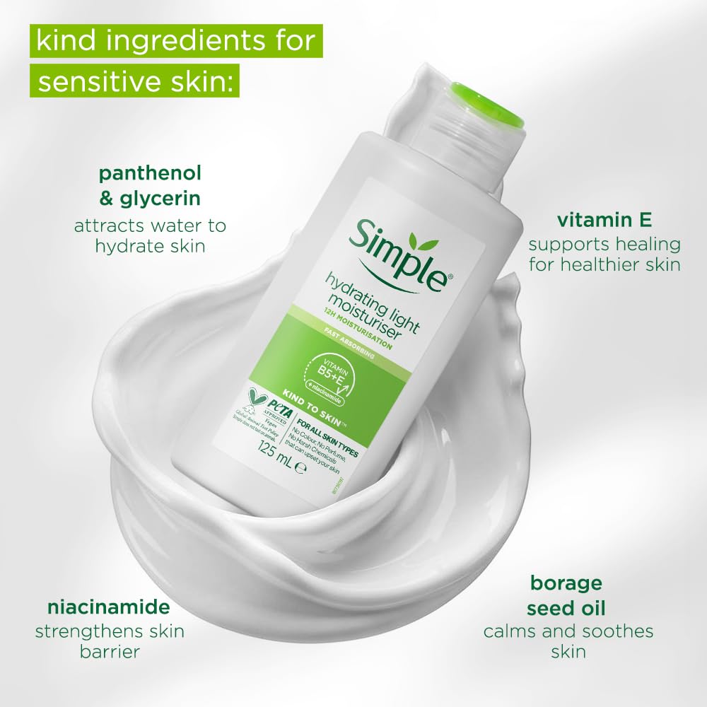 Simple Hydrating Light Moisturiser with B5, E & Niacinamide–125ml thumbnail 6