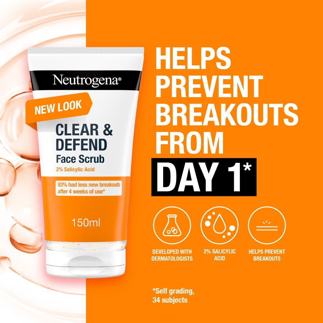 Neutrogena Clear & Defend Salicylic Acid Face Scrub-150ml thumbnail 3