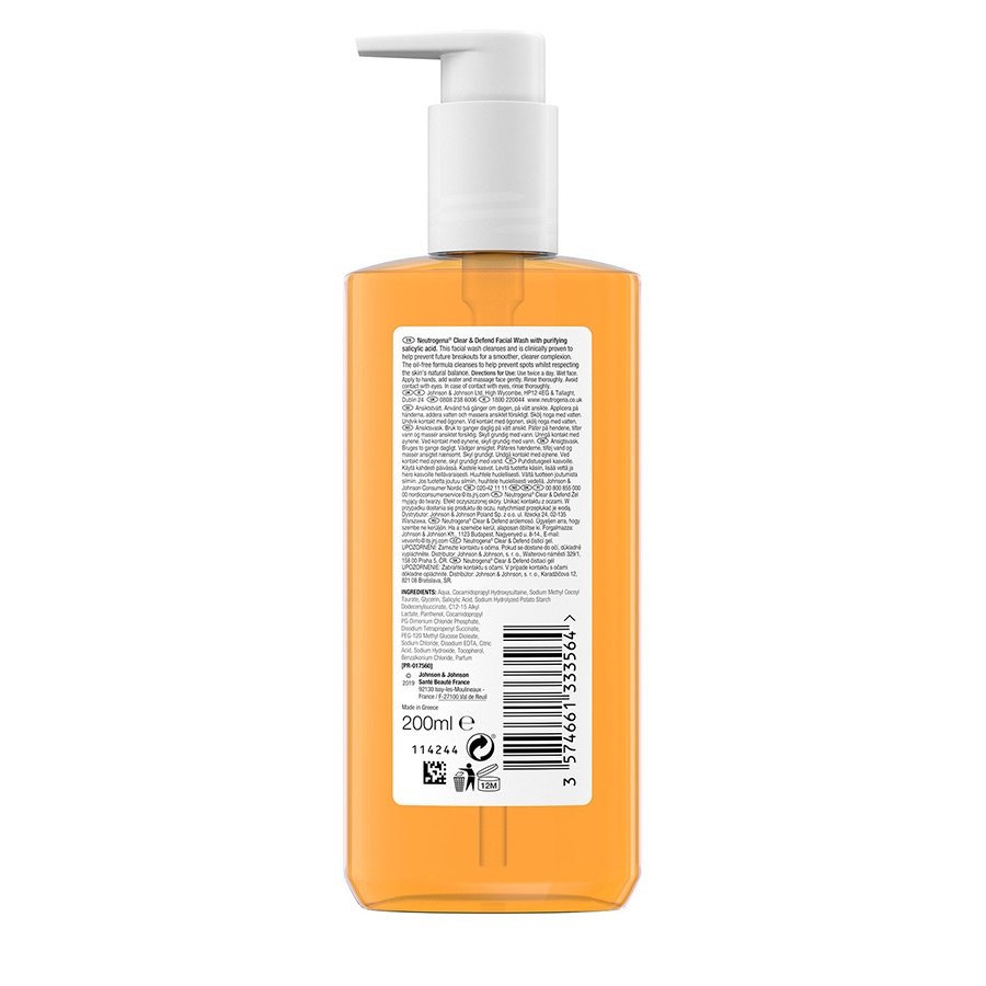 Neutrogena Clear & Defend Salicylic Acid Oil Free Face Wash-200ml