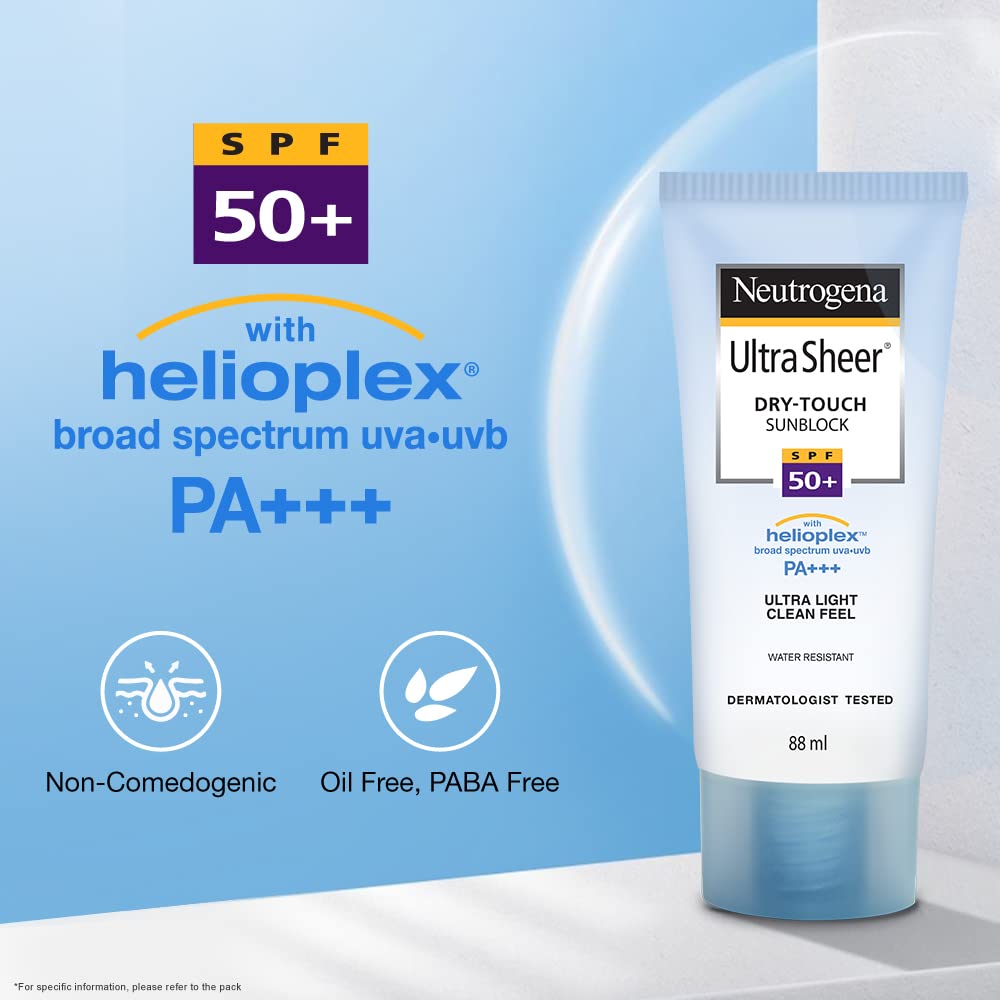 Neutrogena Ultra Sheer Dry-Touch Sunblock SPF50+ Ultra Light Clean-88ml thumbnail 5