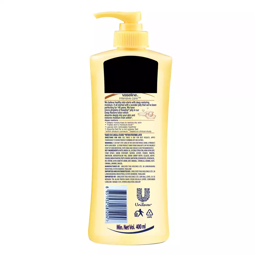 Vaseline Lotion Intensive Care Deep Restore-400ml thumbnail 4