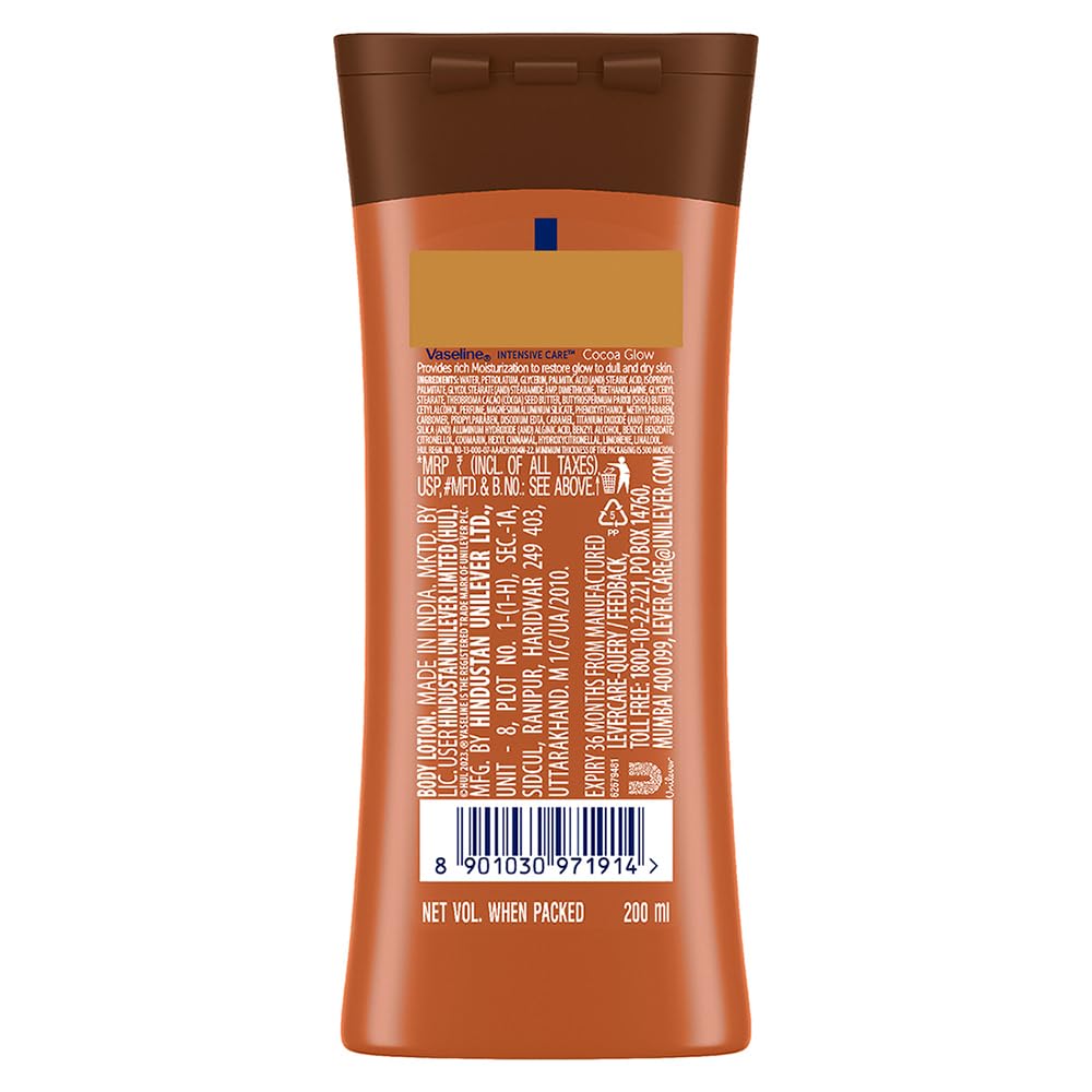 Vaseline Lotion Intensive Care Cocoa Glow with Pure Cocoa Butter & Shea Butter-200ml thumbnail 3