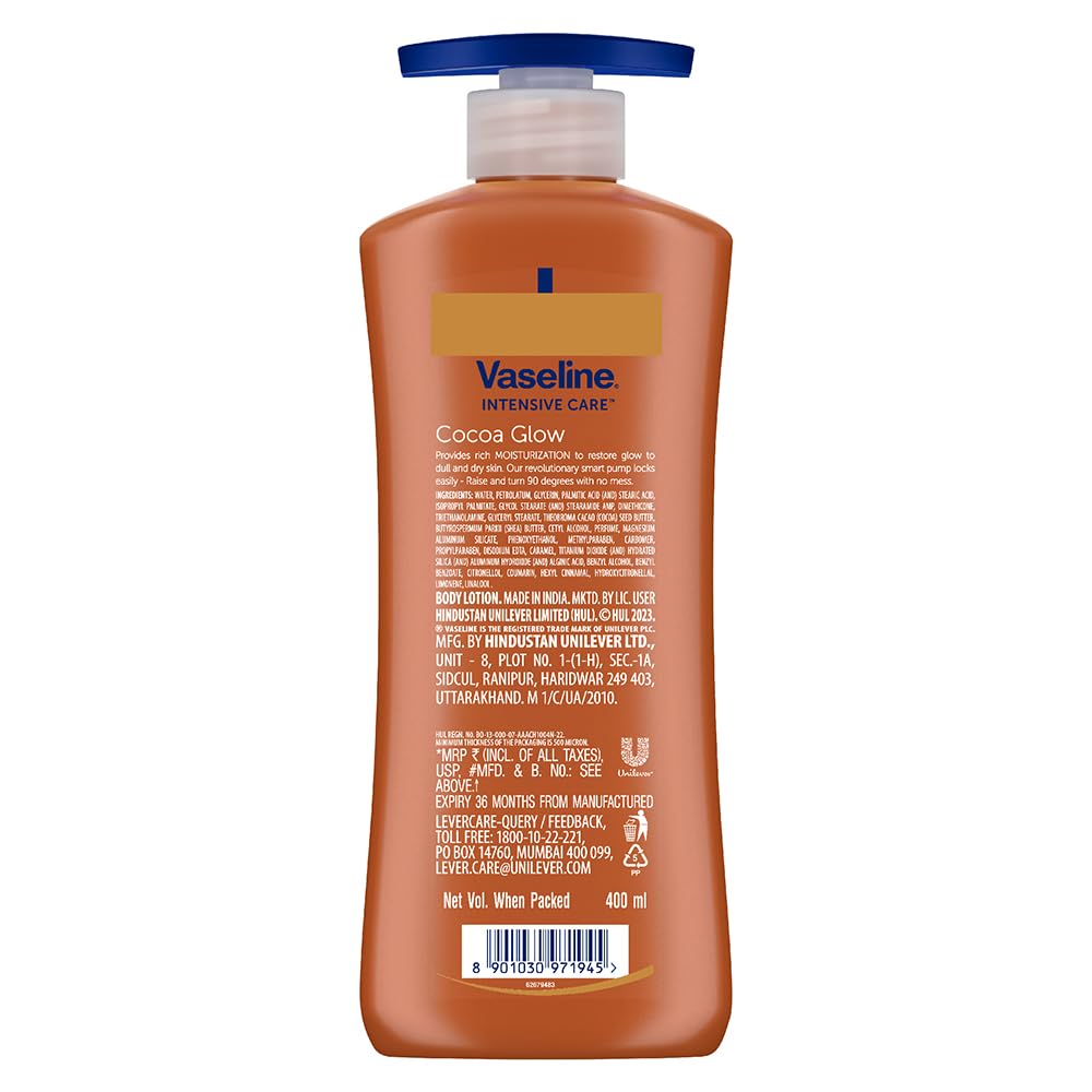 Vaseline Intensive Care Cocoa Glow 48HR Long Lasting Moisturization Body Lotion-400ml