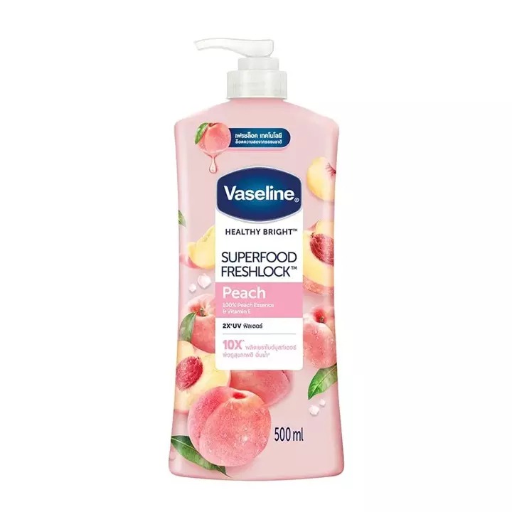 Vaseline Healthy Bright Superfood Freshlock Peach Body Lotion with Vitamin C-500ml