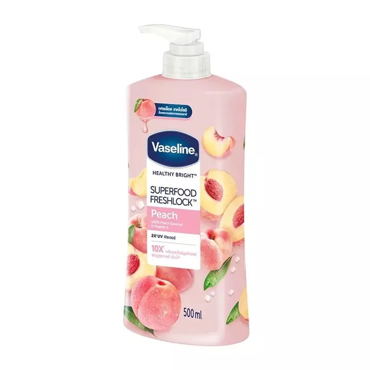 Vaseline Healthy Bright Superfood Freshlock Peach Body Lotion with Vitamin C-500ml
