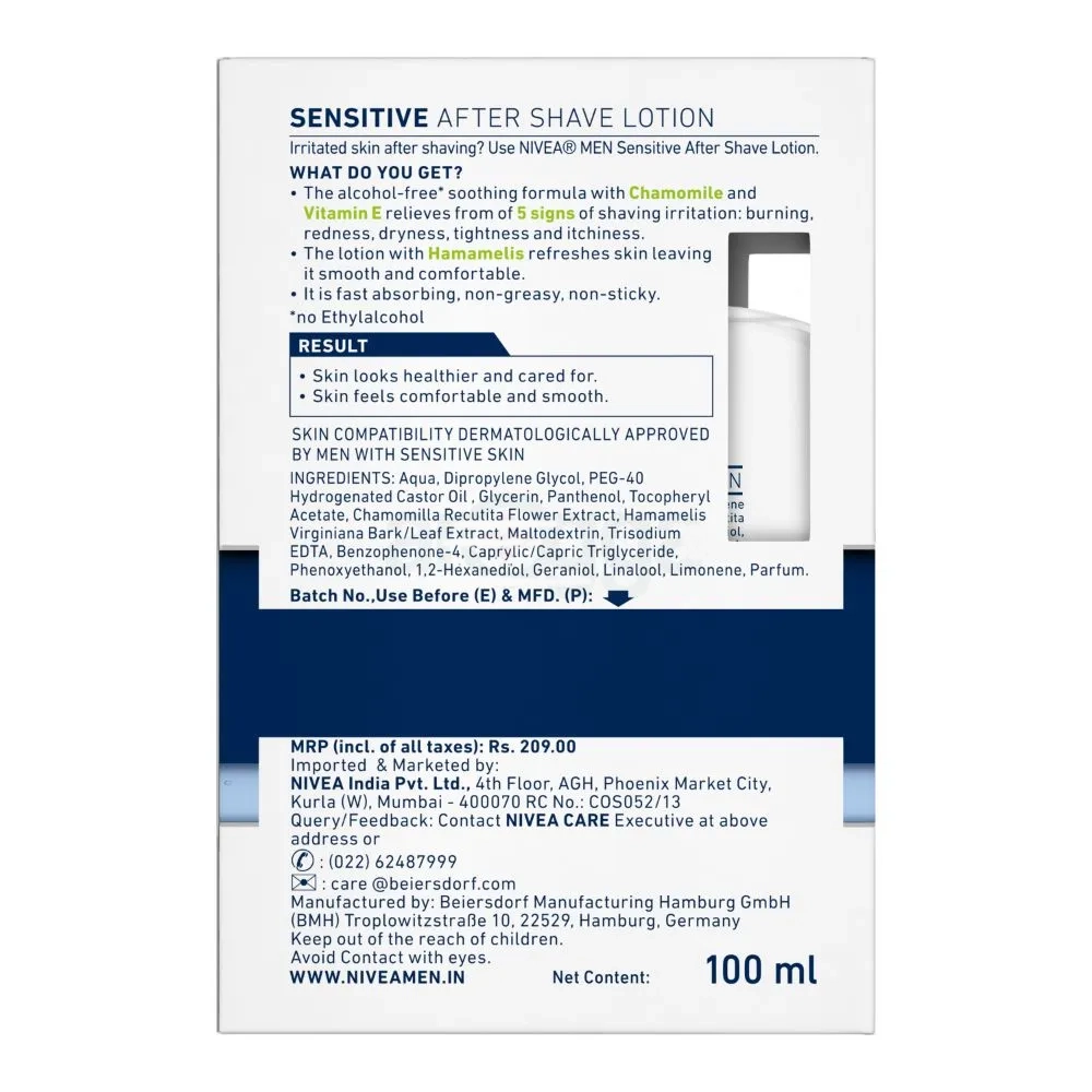 NIVEA Men Sensitive Post Shave Balm Instant Skin Relief for Gentle Care-100ml