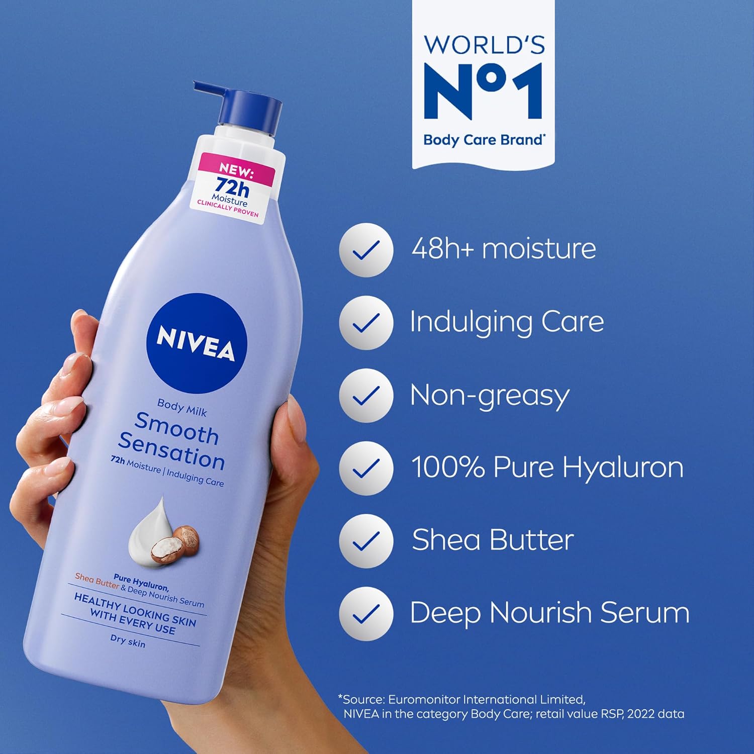 Nivea Smooth Sensation 48h Shea Butter Deep Moisture Body Lotion for Dry Skin-625ml
