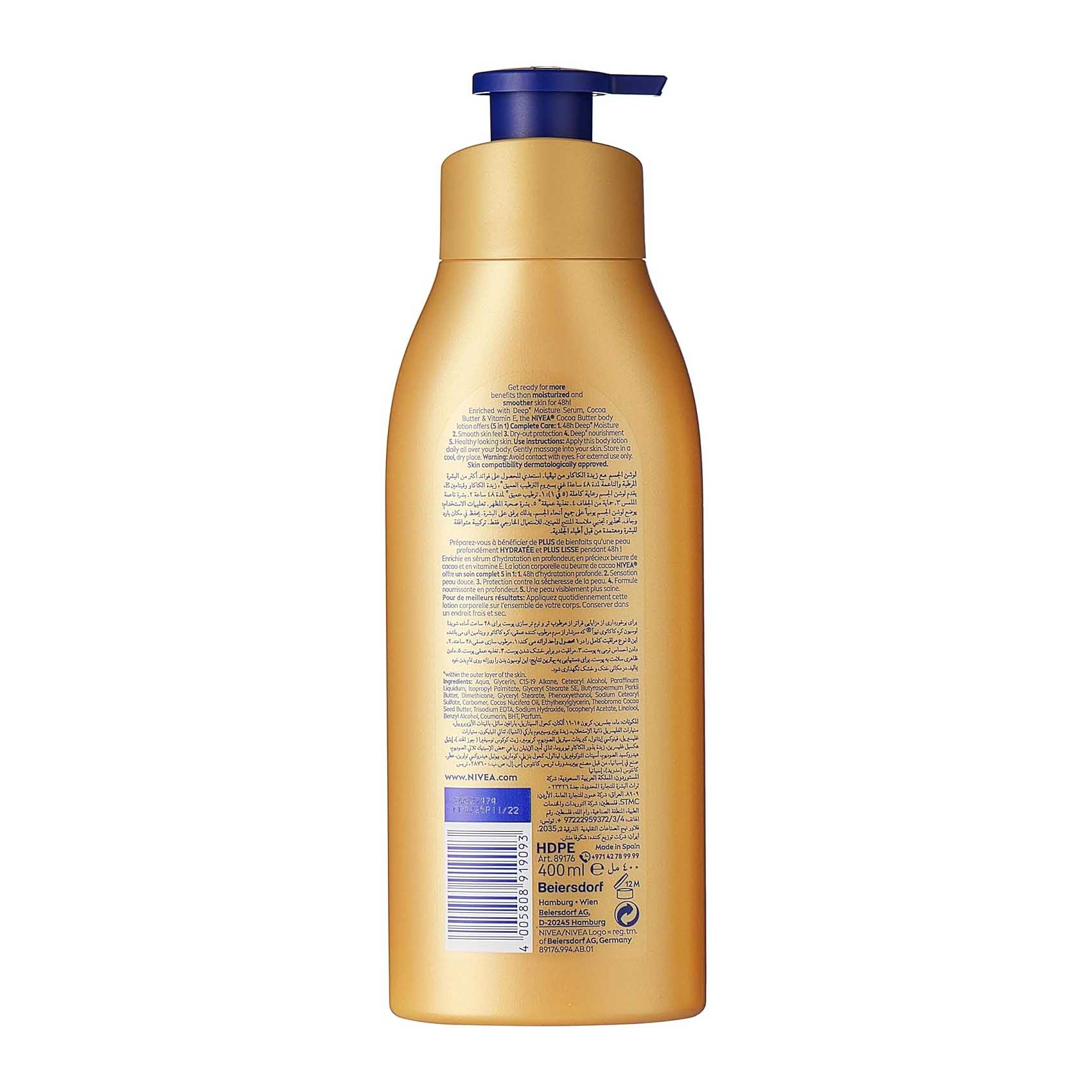 Nivea Body Lotion Cocoa Butter & Vitamin E 48h Deep Moisture Care-400ml