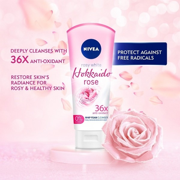 Nivea Rosy Bright Hokkaido Rose 36X Anti Oxidant Whip Foam Cleanser-100ml thumbnail 4