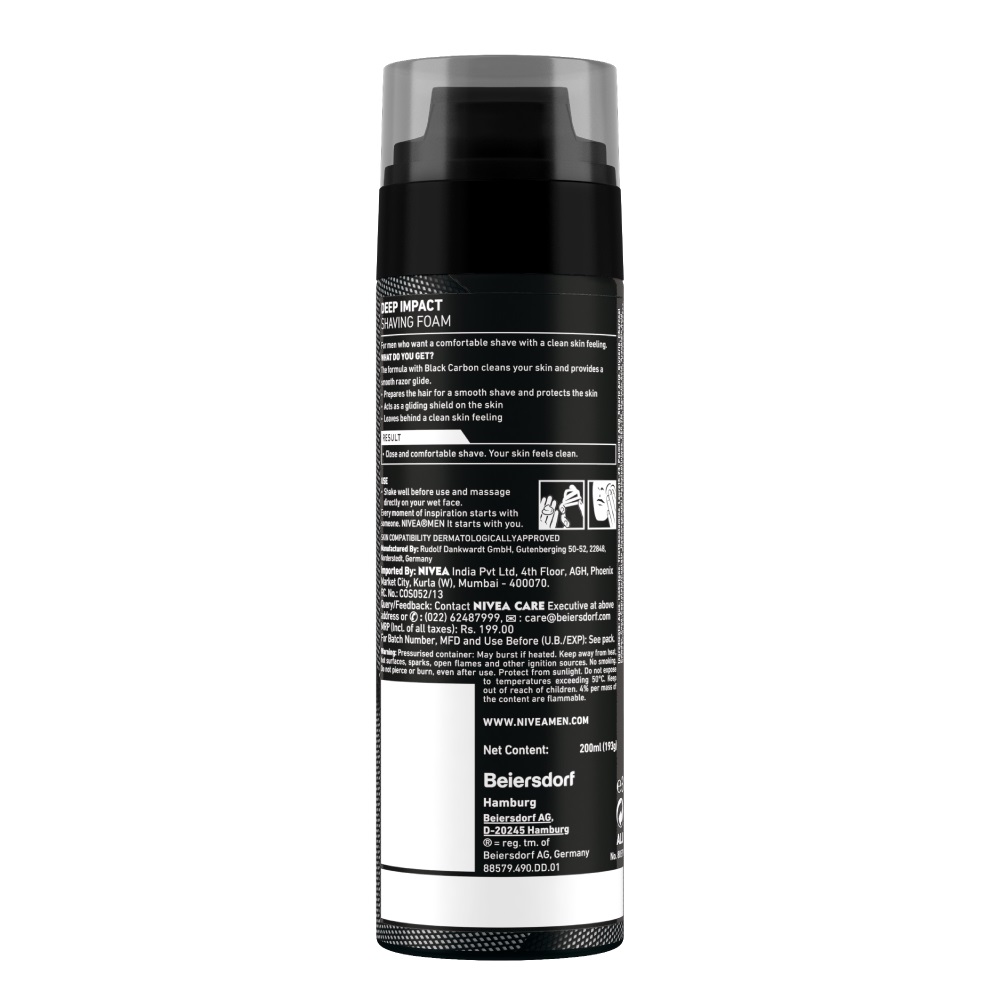 Nivea Men Deep Impact Shaving Foam Black Carbon-200ml