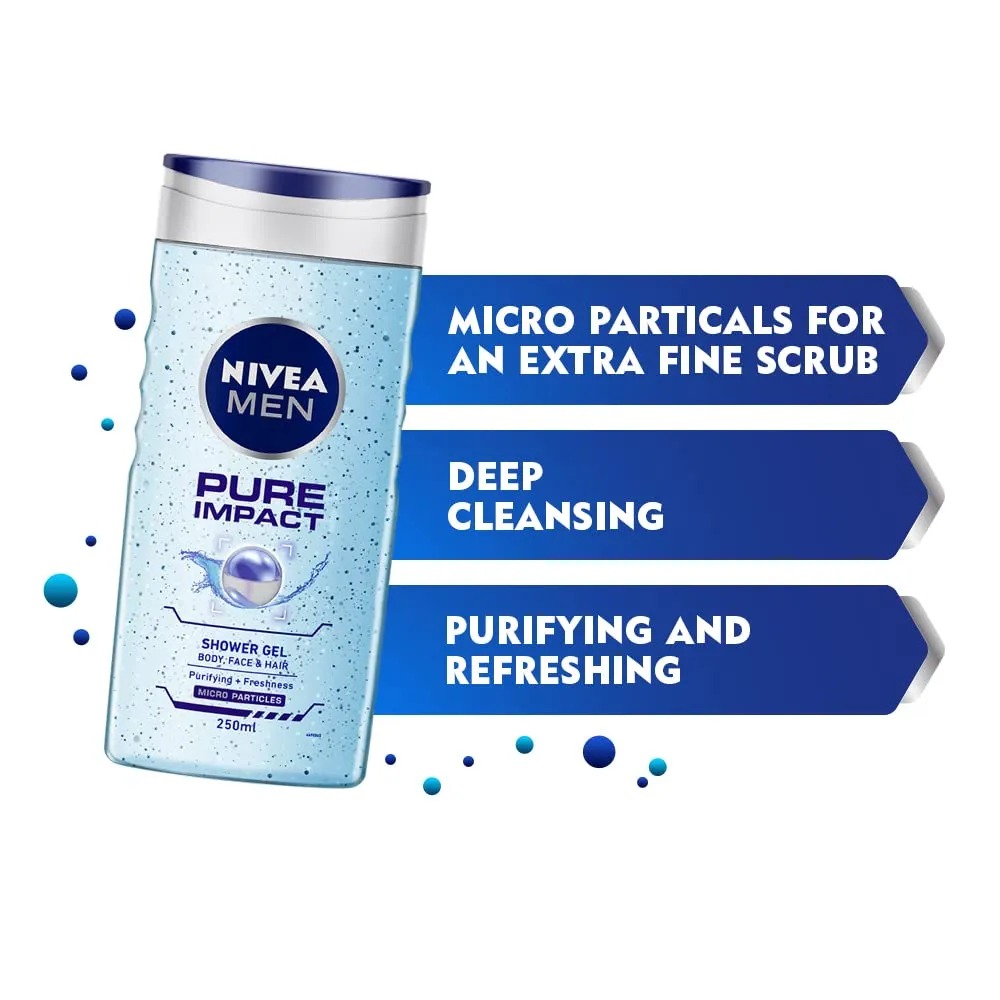 Nivea Men Pure Impact Shower Gel-250ml thumbnail 4