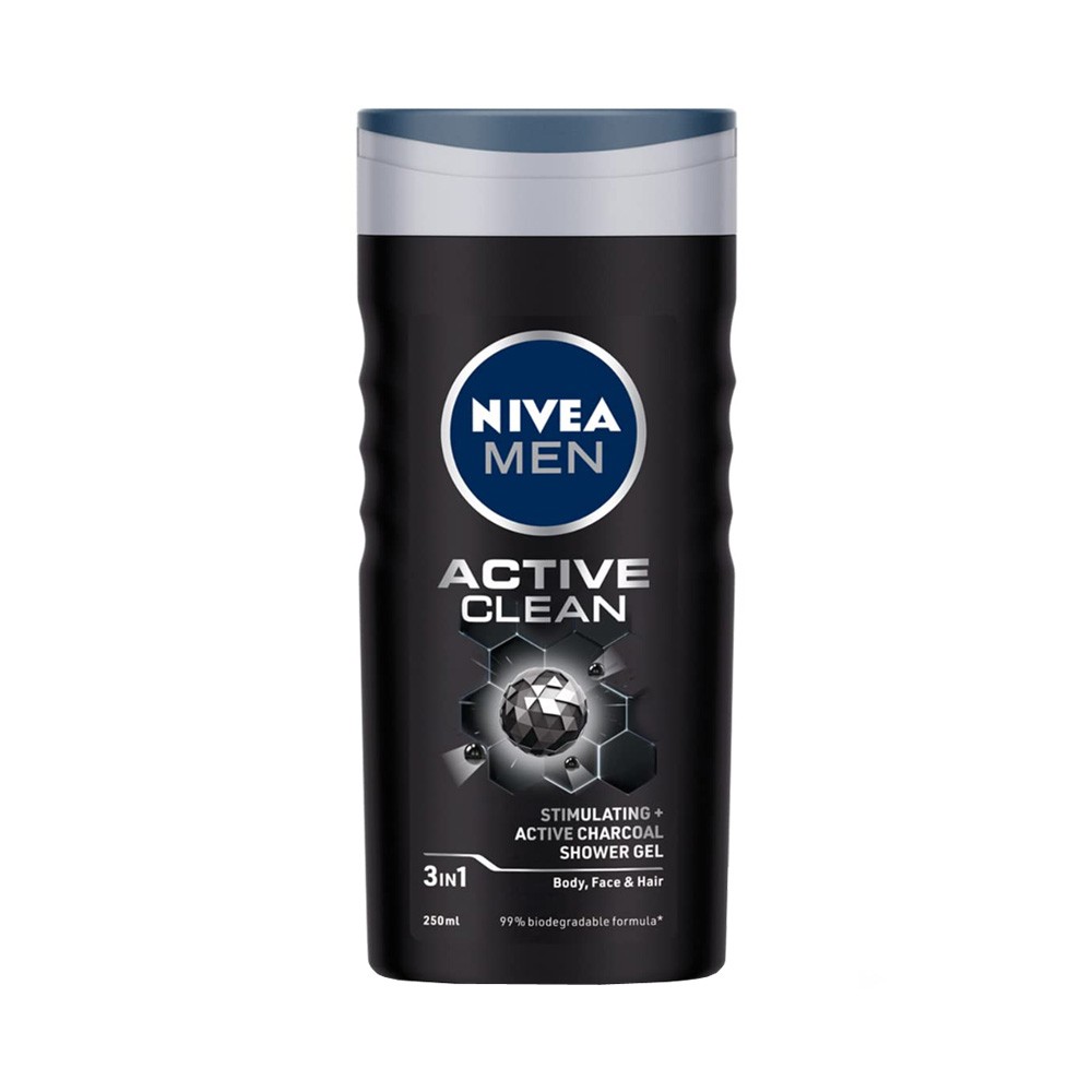 Nivea Men Active Clean Shower Gel for Body, Face & Hair-250ml