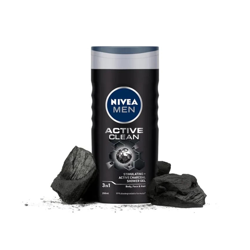 Nivea Men Active Clean Shower Gel for Body, Face & Hair-250ml thumbnail 3