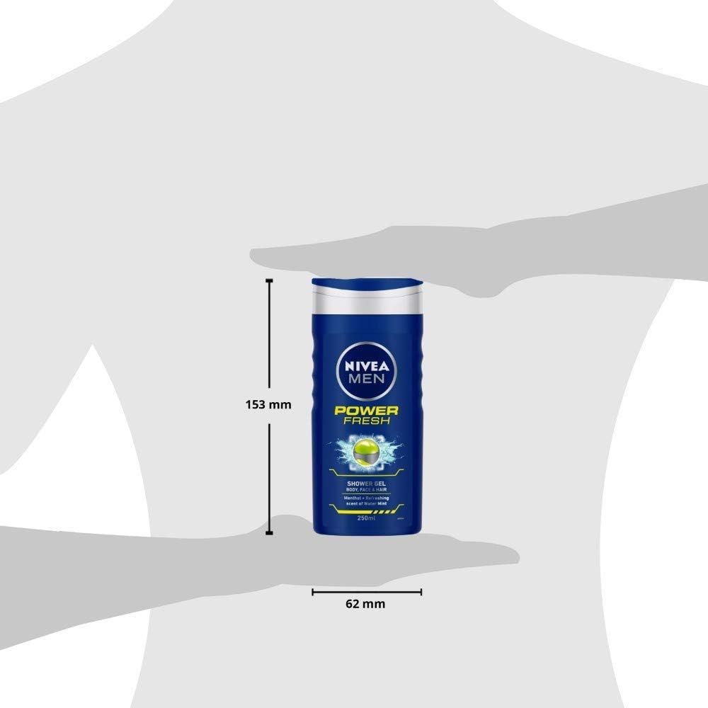 Nivea Men Power Fresh Shower Gel for Body, Face & Hair 250ml thumbnail 5