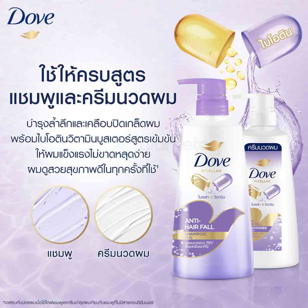Dove Micellar Anti Hair Fall Shampoo-430ml thumbnail 5