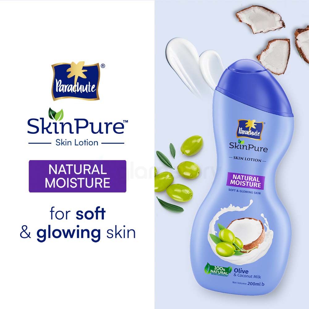Parachute SkinPure Skin Lotion Natural Moisture-200ml SkinPure Aloe Vera Gel 50g Free thumbnail 4