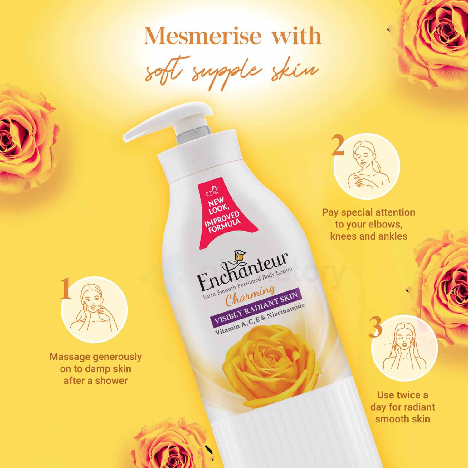 Enchanteur Lotion Charming Satin Smooth Perfumed with Vitamin A, C, E & Niacinamide-500ml thumbnail 7