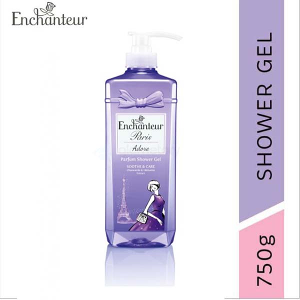 Enchanteur Paris Adore Parfum Shower Gel Soothe & Care with Chamomile & Edelweiss Extract-750g thumbnail 3