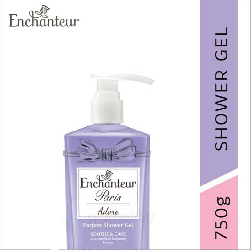 Enchanteur Paris Adore Parfum Shower Gel Soothe & Care with Chamomile & Edelweiss Extract-750g thumbnail 4