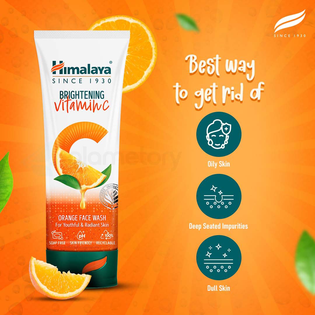 Himalaya Brightening Vitamin C Orange Face Wash For Youthful & Radiant Skin-100ml
