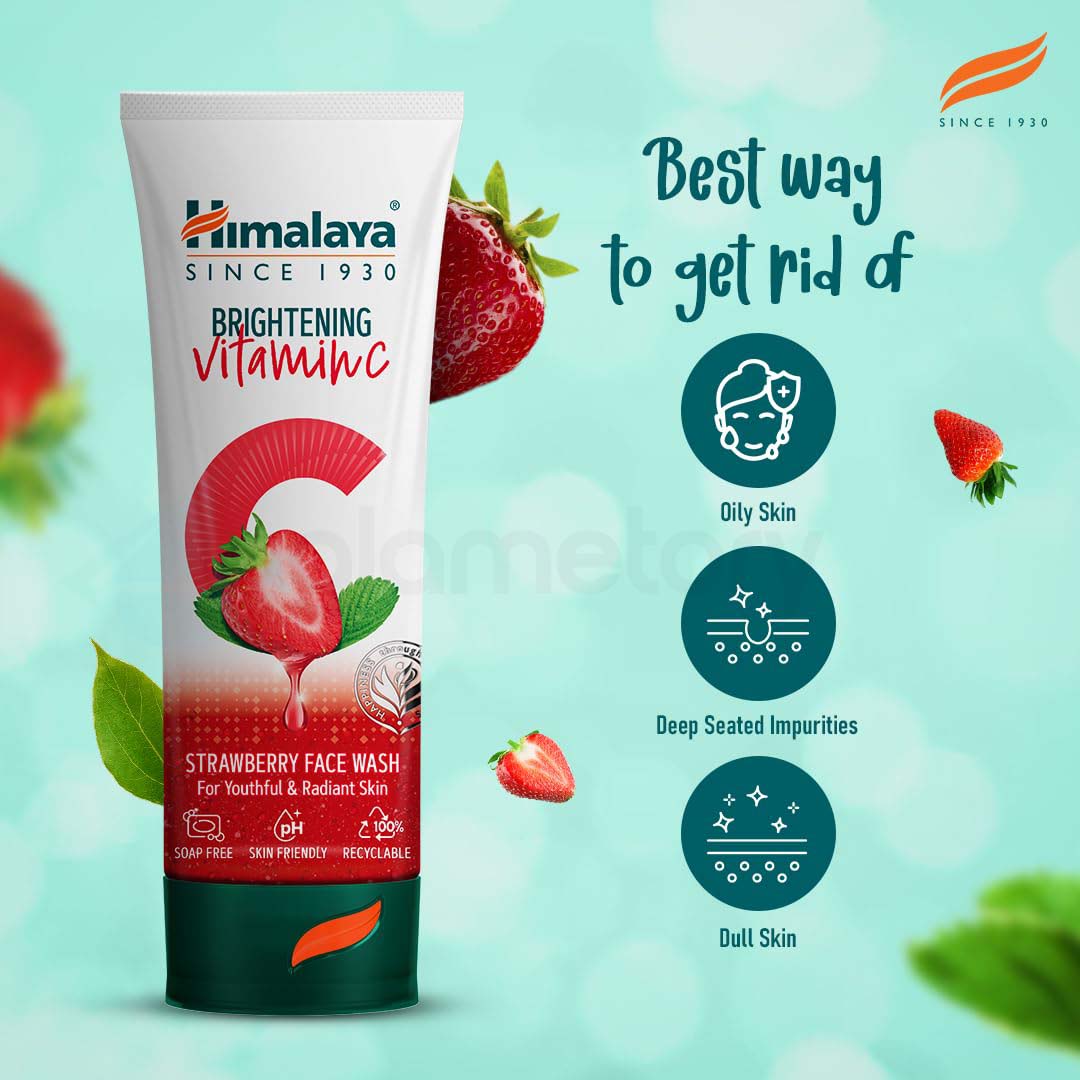Himalaya Brightening Vitamin C Strawberry Face Wash For Youthful & Radiant Skin-100ml thumbnail 5
