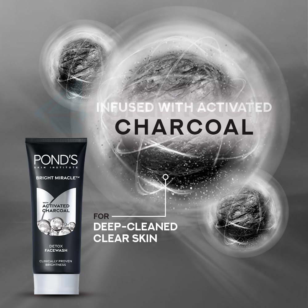 Pond's Bright Miracle Detox Facewash-100gm thumbnail 4