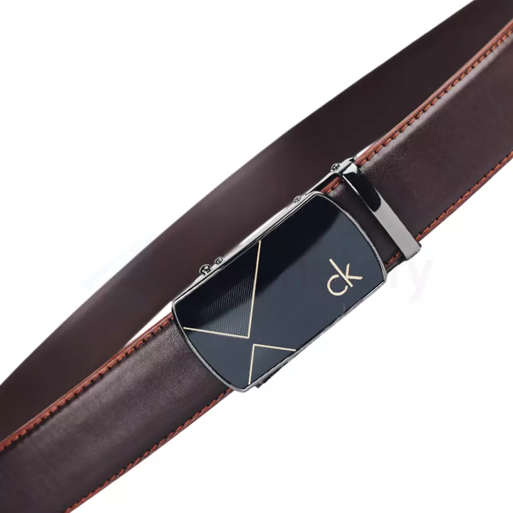 Men's Genuine Leather Gear Belt with Automatic Buckle-Chocolate thumbnail 4