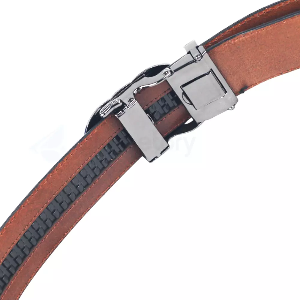Men's Genuine Leather Gear Belt with Automatic Buckle-Black thumbnail 5