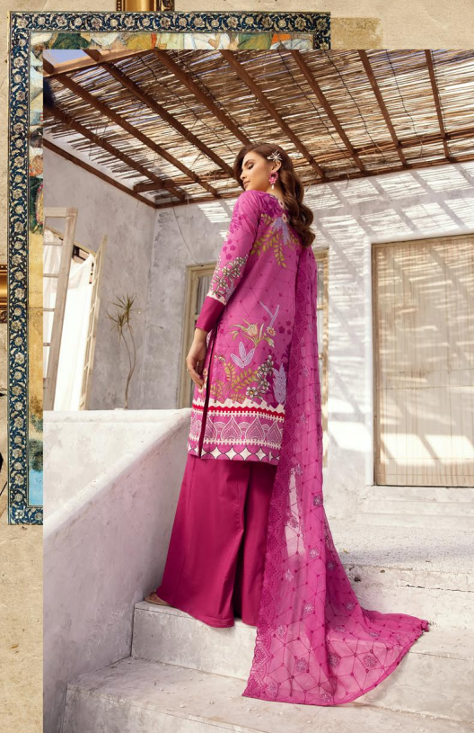 Pakistani Luxury Printed Lawn with Embroidered Chiffon Dupatta thumbnail 3