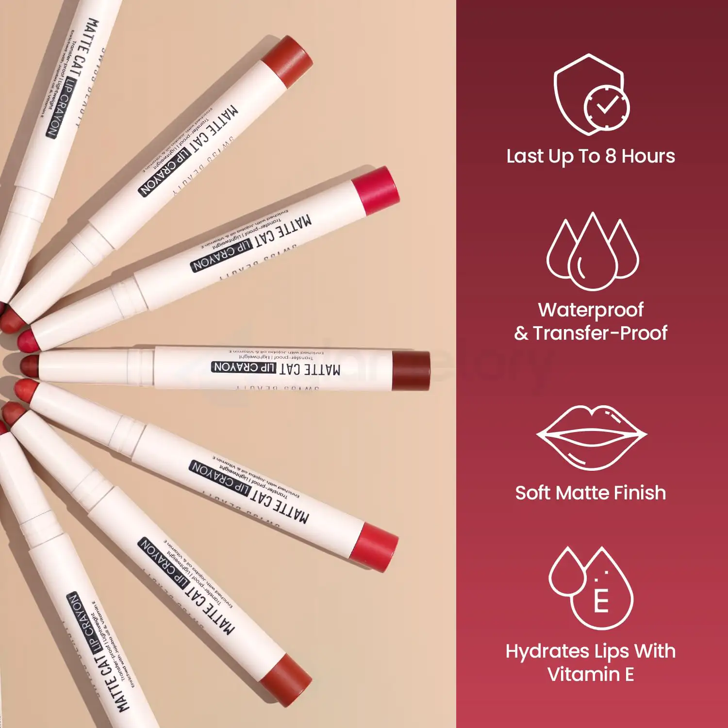 Swiss Beauty Matte Cat Lip Crayon Shade 11 Wild Rose thumbnail 3