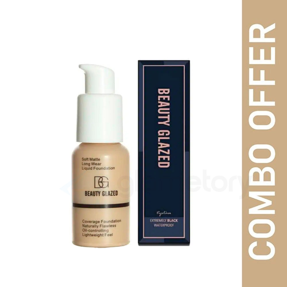 Beauty Glazed Soft Matte Foundation 102 Nude & Black Eyeliner B68