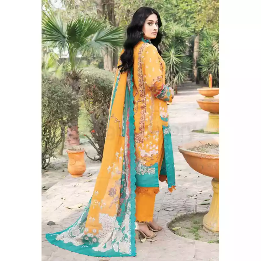 Pakistani Luxury Printed Embroidered Lawn with Jacquard Voil Dupatta-1012 thumbnail 4